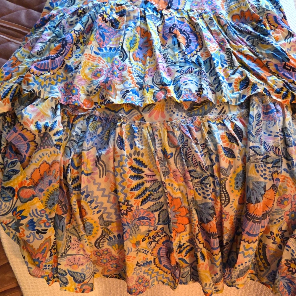 Vici Floral Maxi High- Low Dress in Blue and Yellow Floral Design With Tie - Picture 5 of 8